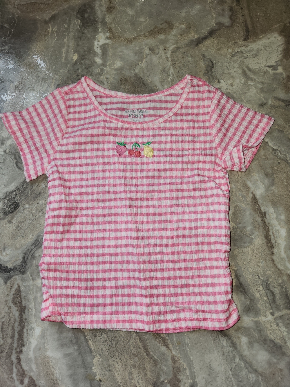 Garanimals Pink Striped Tee with Fruit Embroidery